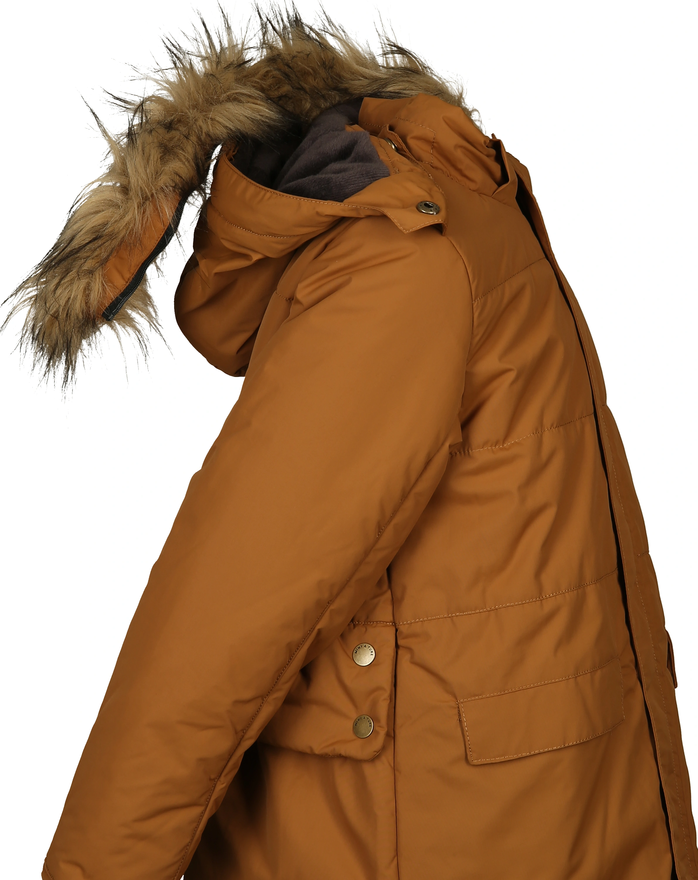 Funktions-Wintermantel MATVIANNA mit Kunstfellbesatz in rubber brown