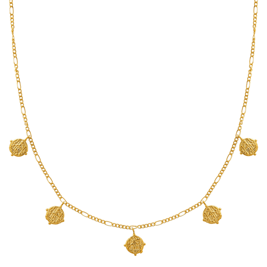 Orelia Jewellery Multi Coin Figaro Drop Necklace