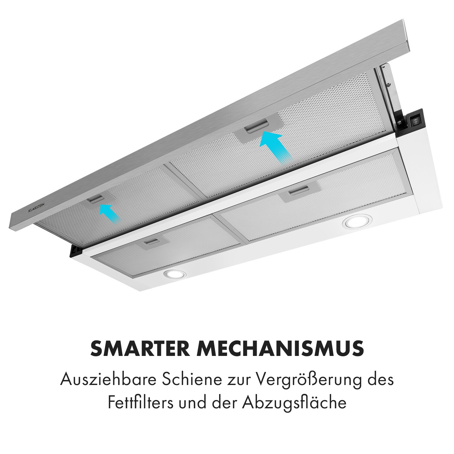 Mariana 90 Flachschirmhaube 500 m³/h Abluft LED weiß