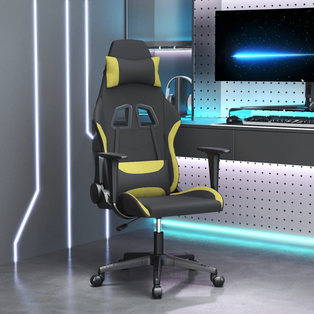 vidaXL Gaming stoel, zwart en lichtgroen, stof