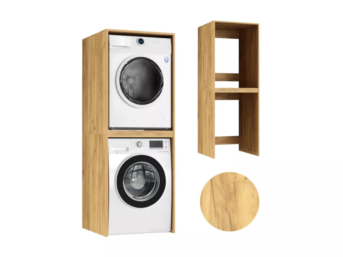 Armoire de salle de bain sur la machine à laver et sèche-linge Colonne étagère intégrée pour électroménager Chêne Craft