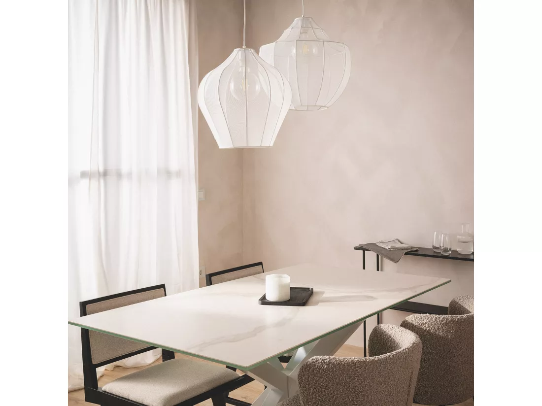 Suspension Métal et Tissu Yara Blanc