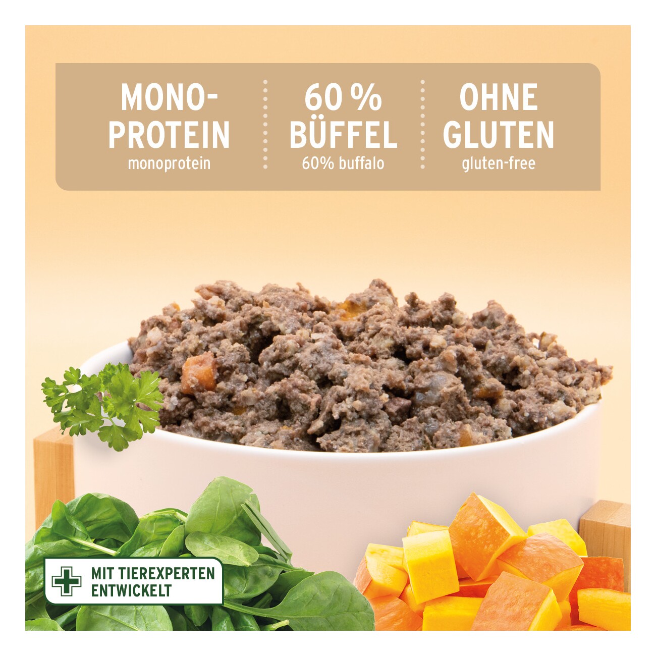 AniForte Nassfutter WildBuffalo Büffel mit Spinat 6x400 g