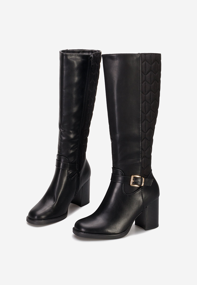 Bottes à talon carré noires Anabella