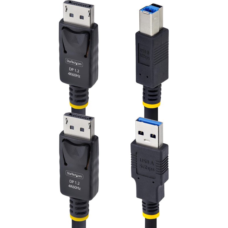 StarTech.com Câble KVM DisplayPort de 1,8m et USB 5Gbps, 4K 60Hz, Câble Combo DP 1.2 et USB pour Commutateurs/Switchs KVM