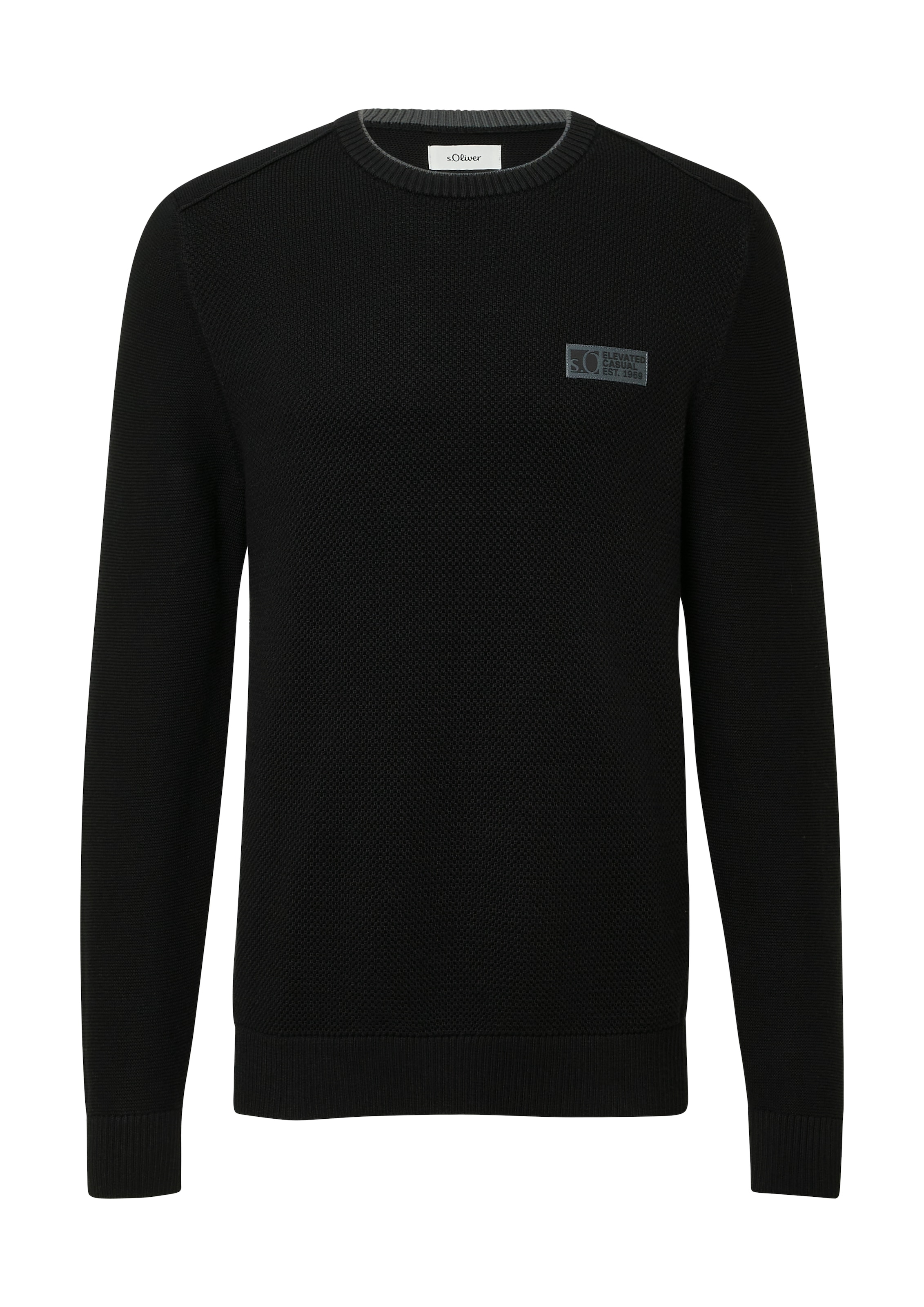 s.Oliver Strickpullover , aus strukturierter Qualität, mit Logo-Badge, Regular Fit