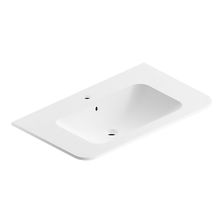Plan simple vasque à encastrer résine blanc mat Alba 86 cm