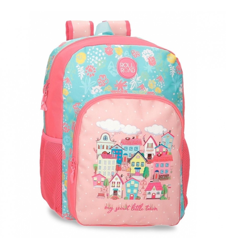 Mochila Escolar Roll Road 40cm Roll Road My Little Town adaptável rosa