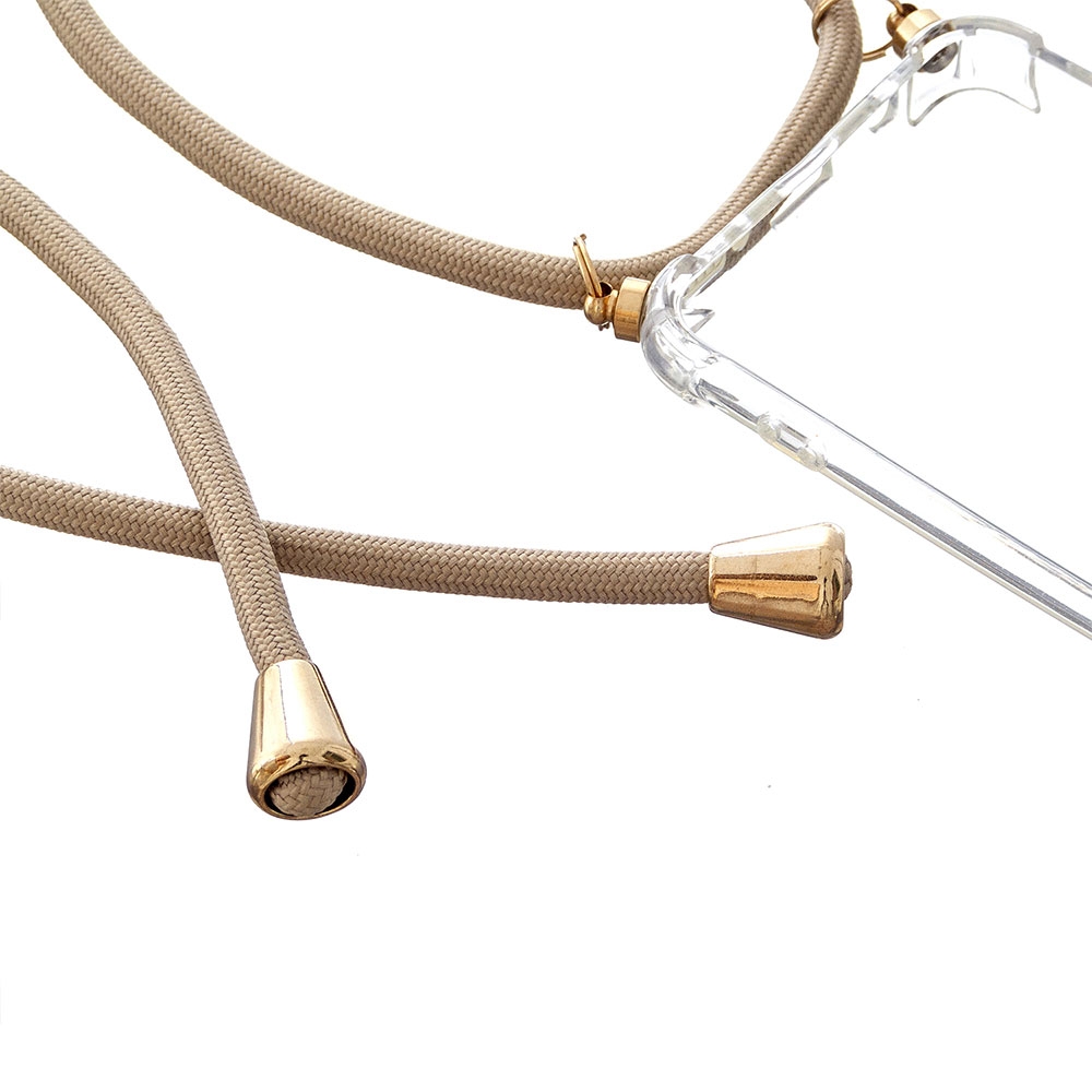 Samsung Galaxy A40 Necklace Gummi Hülle Air Cushion Fallschutz   Handykette (150cm) - Beige / Gold