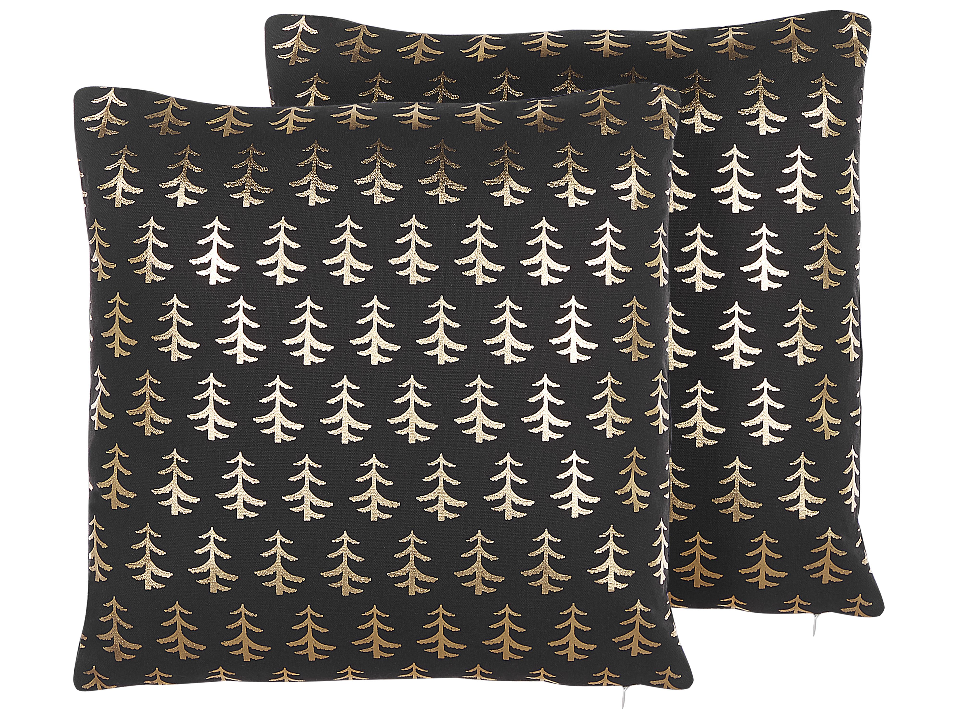 Set van 2 sierkussens LEROY Katoen 45 x 45 cm Zwart kerstmotief