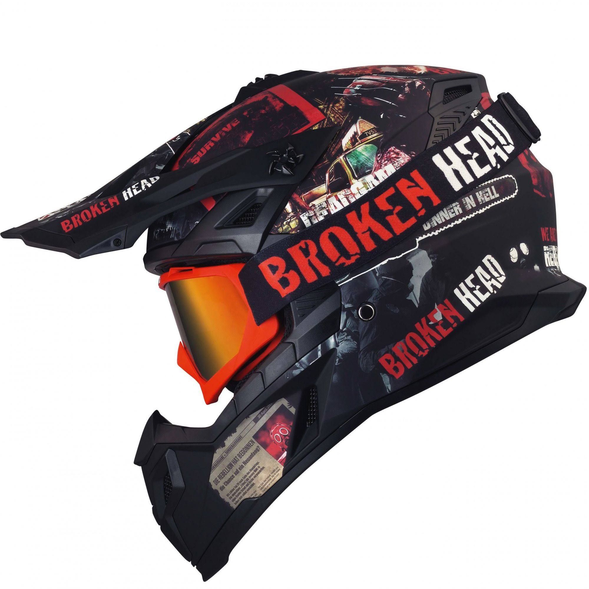 Broken Head Crosshelm Resolution Rot + MX-2 Brille