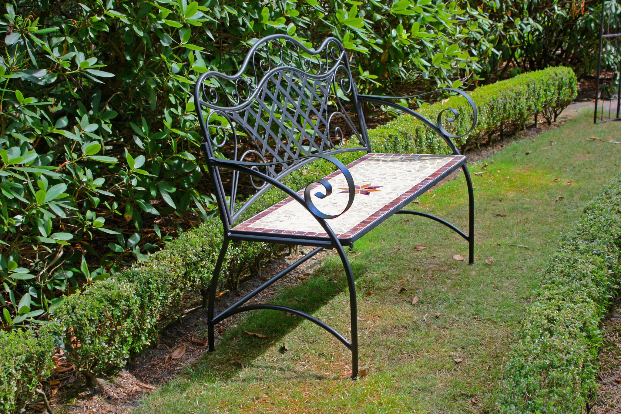 Garden Pleasure Eisen Parkbank AMARILLO Bank Mosaik Garten Bank Sitzbank Möbel