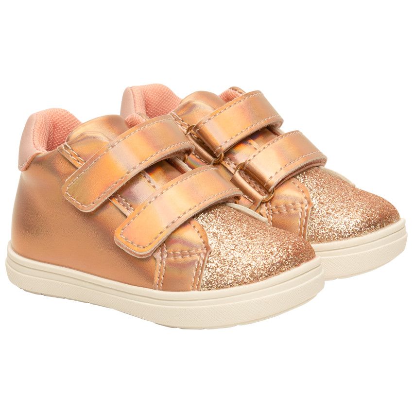 Bottillons irisés à paillettes avec double velcro pour bébé fille - Multicolore