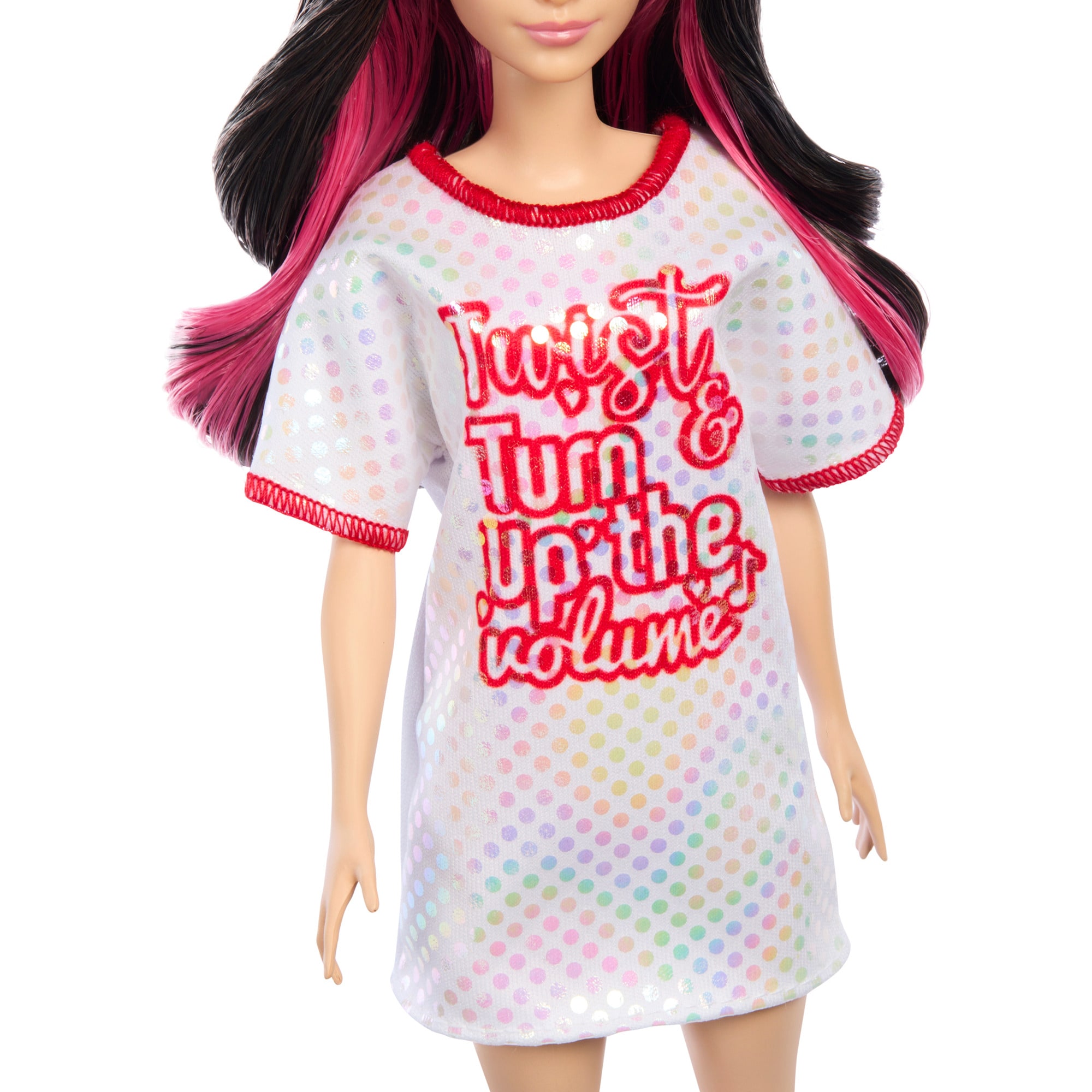 Mattel Puppe Barbie Fashionistas-Puppe mit weißem T-Shirt-Kleid