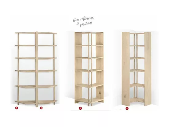 Etagère d'angle en pin brut Gala 4 tablettes