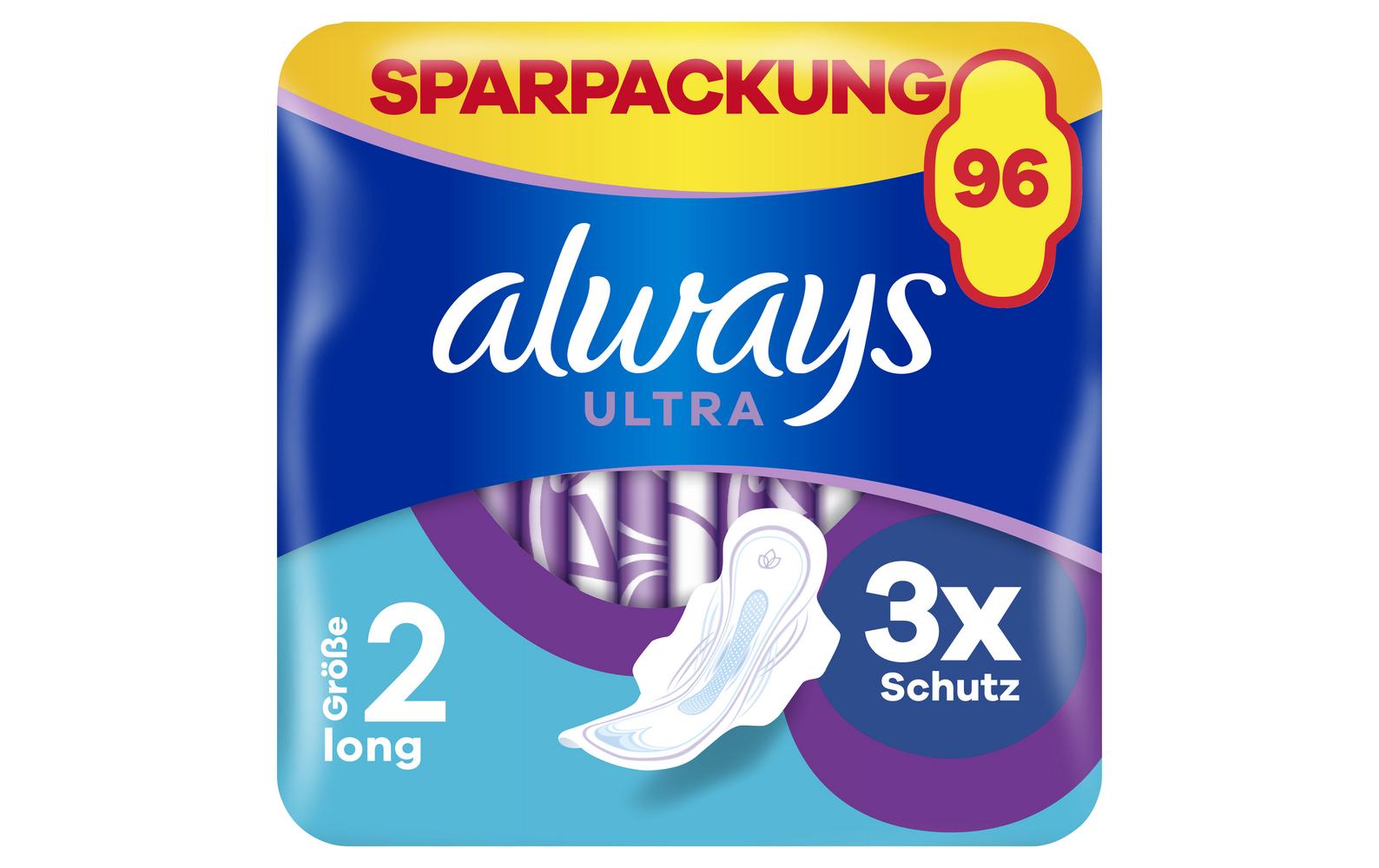 Binde mit Flügeln Ultra Long 96 StückHochwertige Binden mit saugfähigem Kern