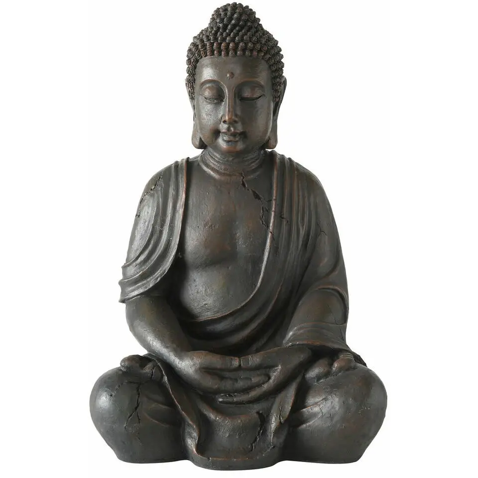 Deco by Boltze Boeddha beeld Zen - antiek grijs - 34 x 45 x 70 cm