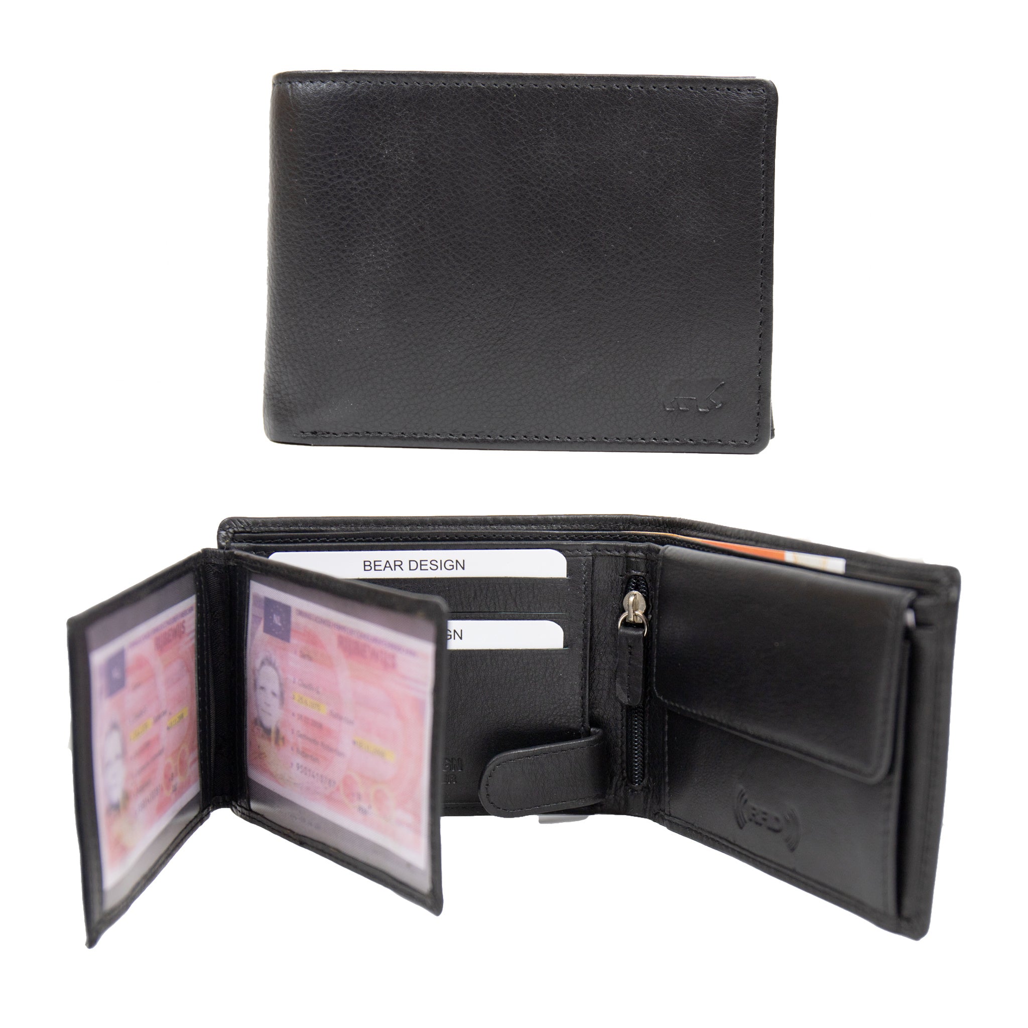 Billfold 'Jan' zwart Zwart (FR)