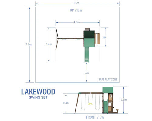 Backyard DISCOVERY Lakewood speeltoren, 340 x 430 cm, bruin hout, bestaande uit schommel en glijbaan