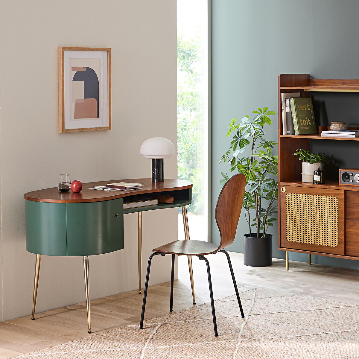 LA REDOUTE INTERIEURS<br>mesa vintage folheada a nogueira, Topim