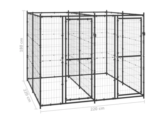 Chenil extérieur cage enclos 220 x 220 x 180 cm 02_0000372