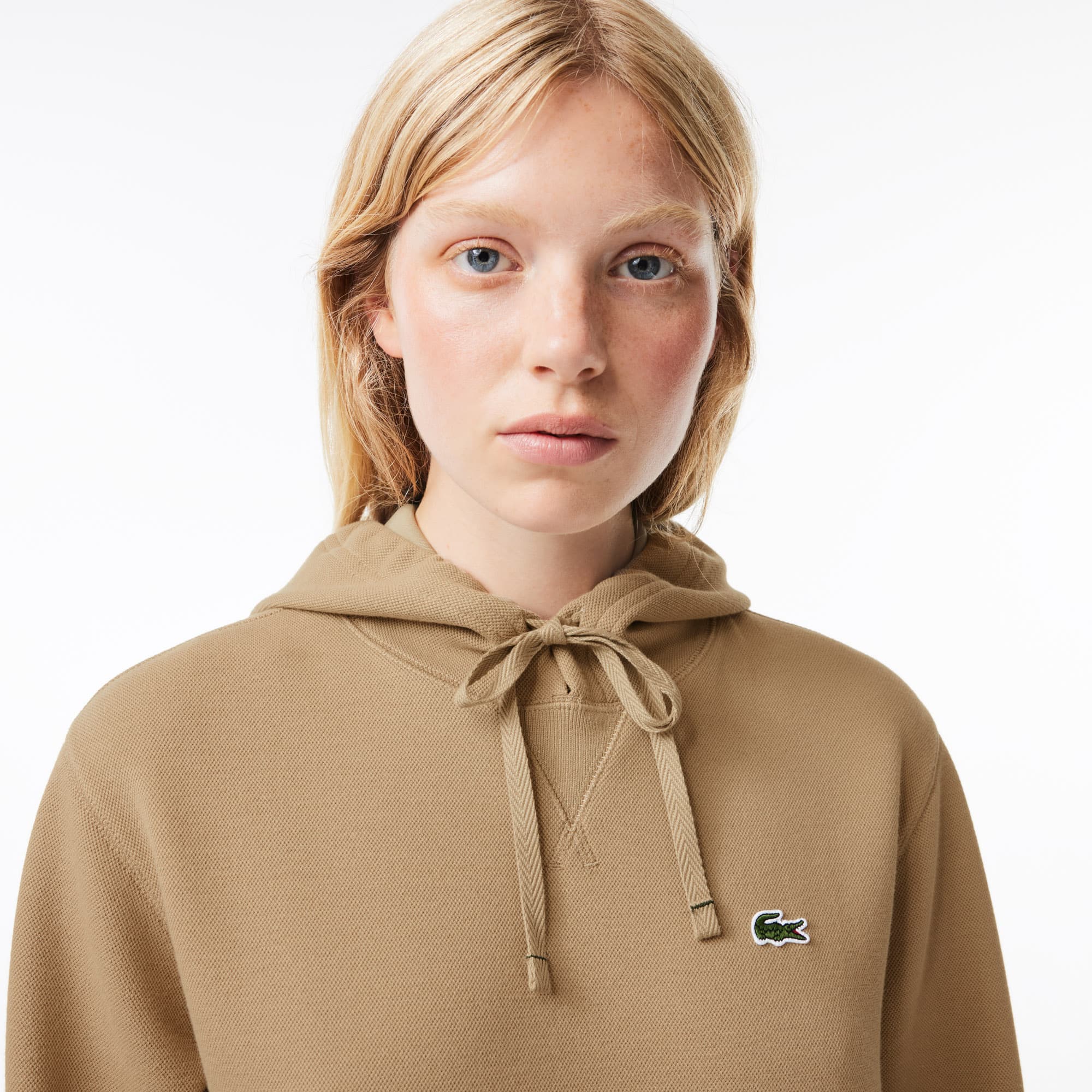 Sweatshirt à capuche Jogger loose fit en piqué double face Sweatshirts - Beige - Lacoste - Femme