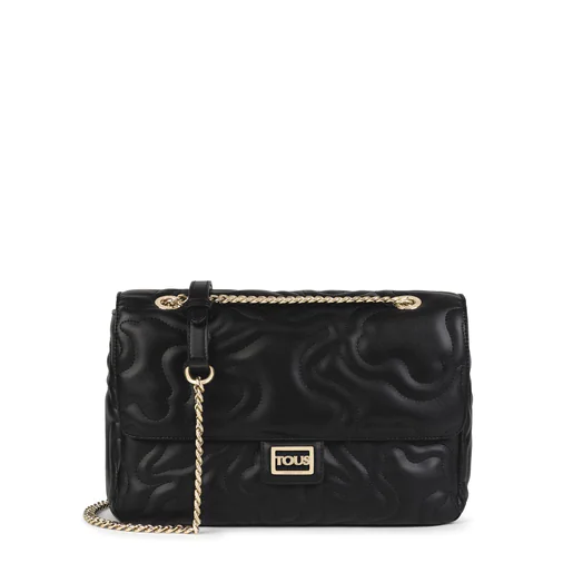 Bolsa de ombro média Kaos Dream com aba, preta