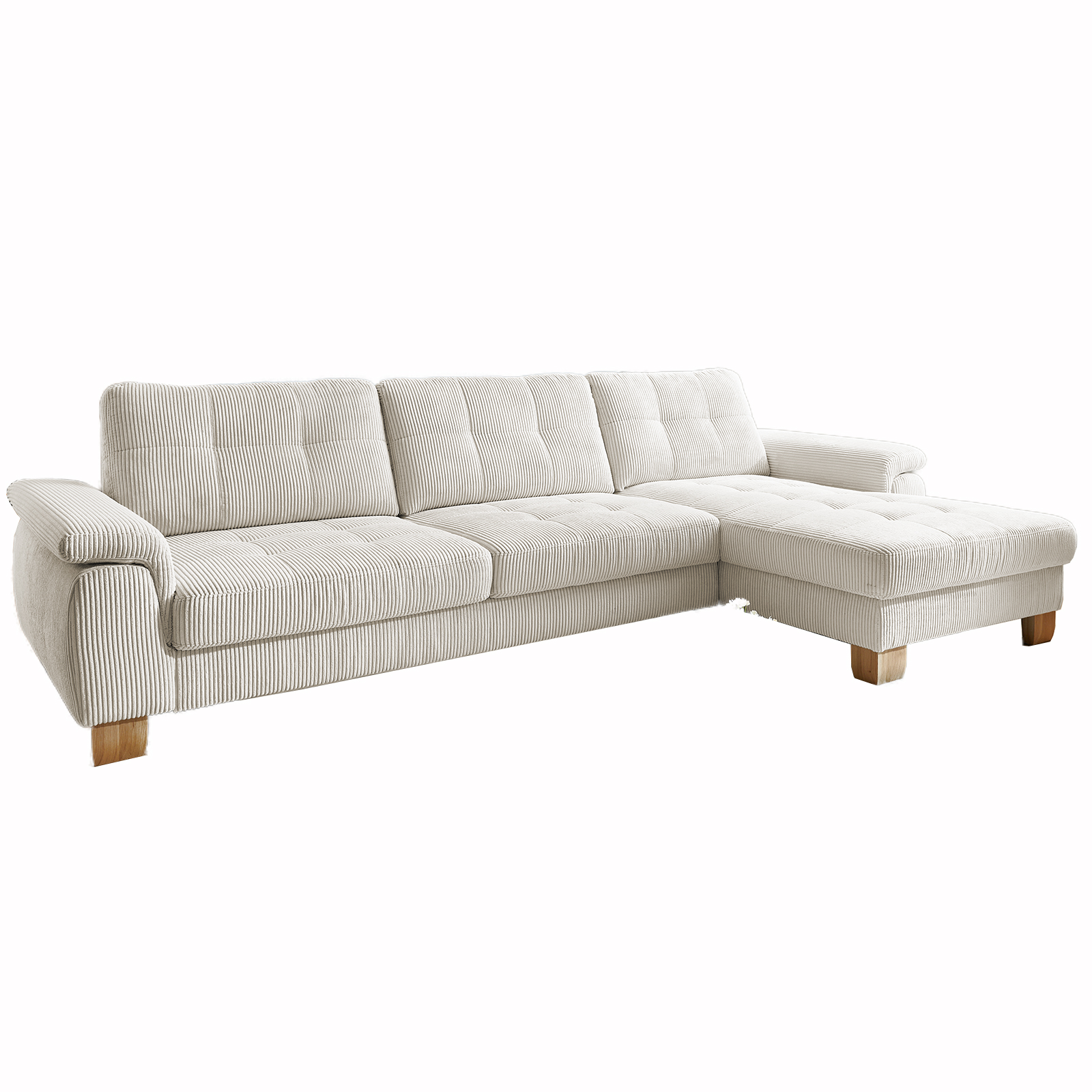 polsterpower Ecksofa - Cord natur - Basismodell - Canape rechts