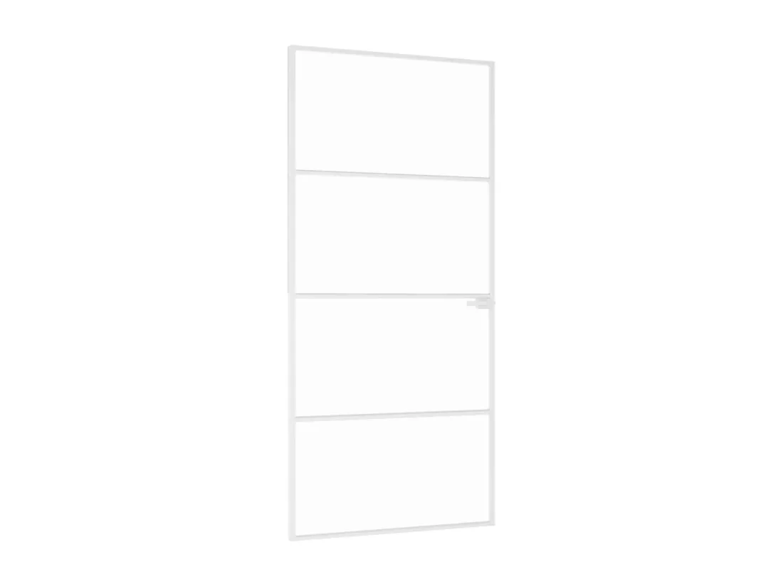 Porte d'intérieur Blanc 93x201,5 cm Trempé verre aluminium fin