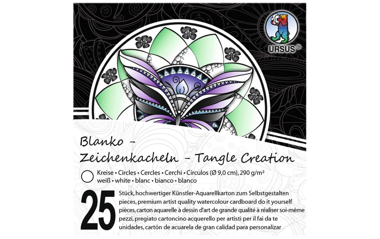 Aquarellblock Kacheln, 9 cm, Weiss, 25 StückRunde Kacheln aus hochweißem Zeichenkarton