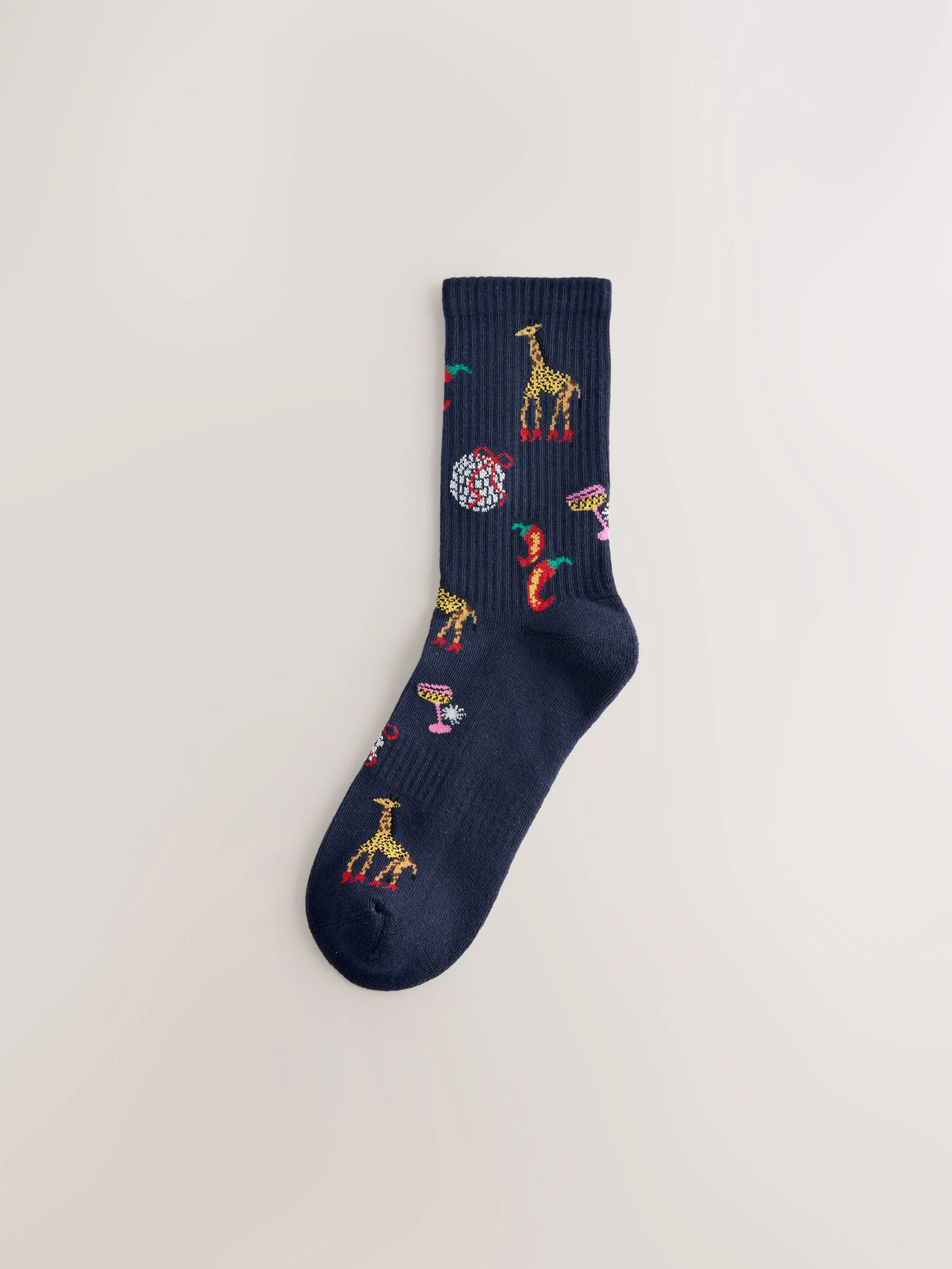 Festive Disco Giraffe - 3 Paar geribbelde enkelsokken met verzachte onderkant en voetholteondersteuning