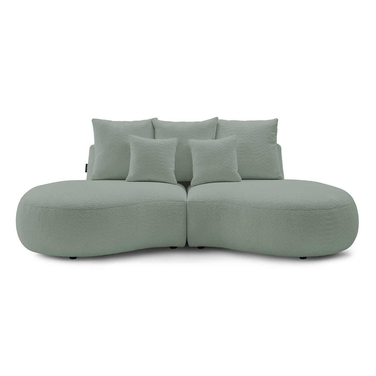 Bobochic Canapé droit fixe 3 places saint-germain tissu bouclette vert - 260x145x92 cm