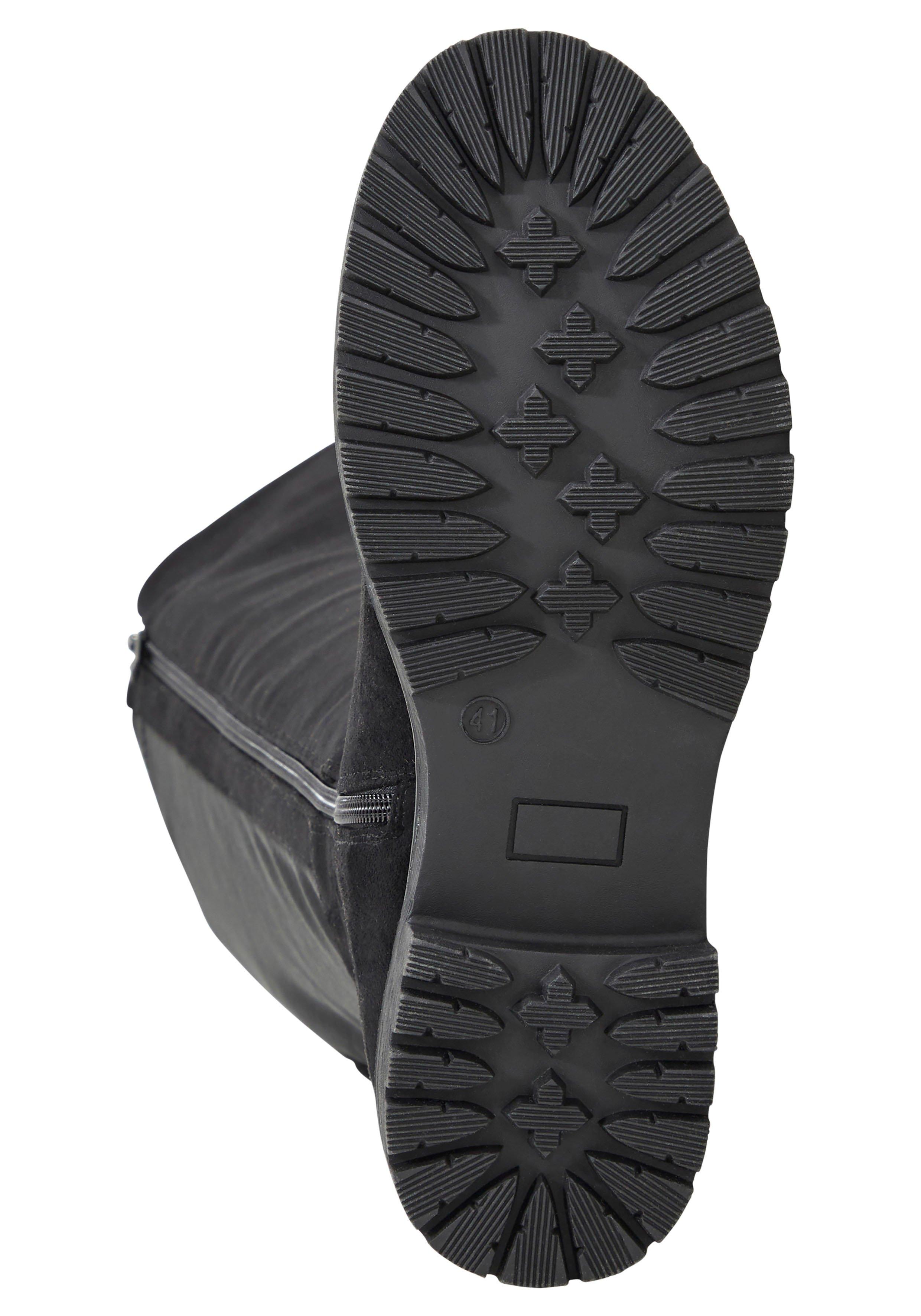 Weitschaftstiefel mit Stretcheinsatz, in Wildleder-Optik