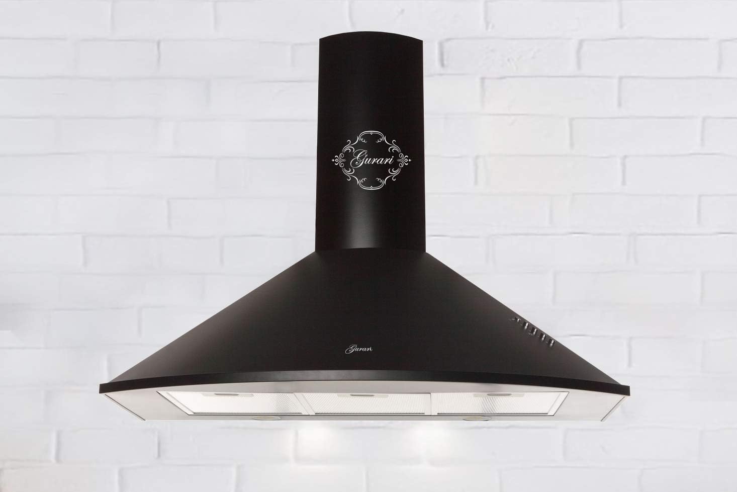 C 046 Dunstabzugshaube 90 cm in Schwarz, 1000m³/h,Sehr Saugstark, 3 Stufen,Drückknöpfe,Wandhaube,Dunstabzug,Abzugshaube, Ablufthaube,Umlufthaube,Schwarze Kaminhaube, Premium Marke