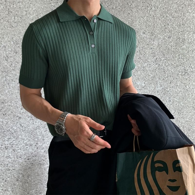 Capbrew - Poloshirt met korte mouwen en effen ribbels