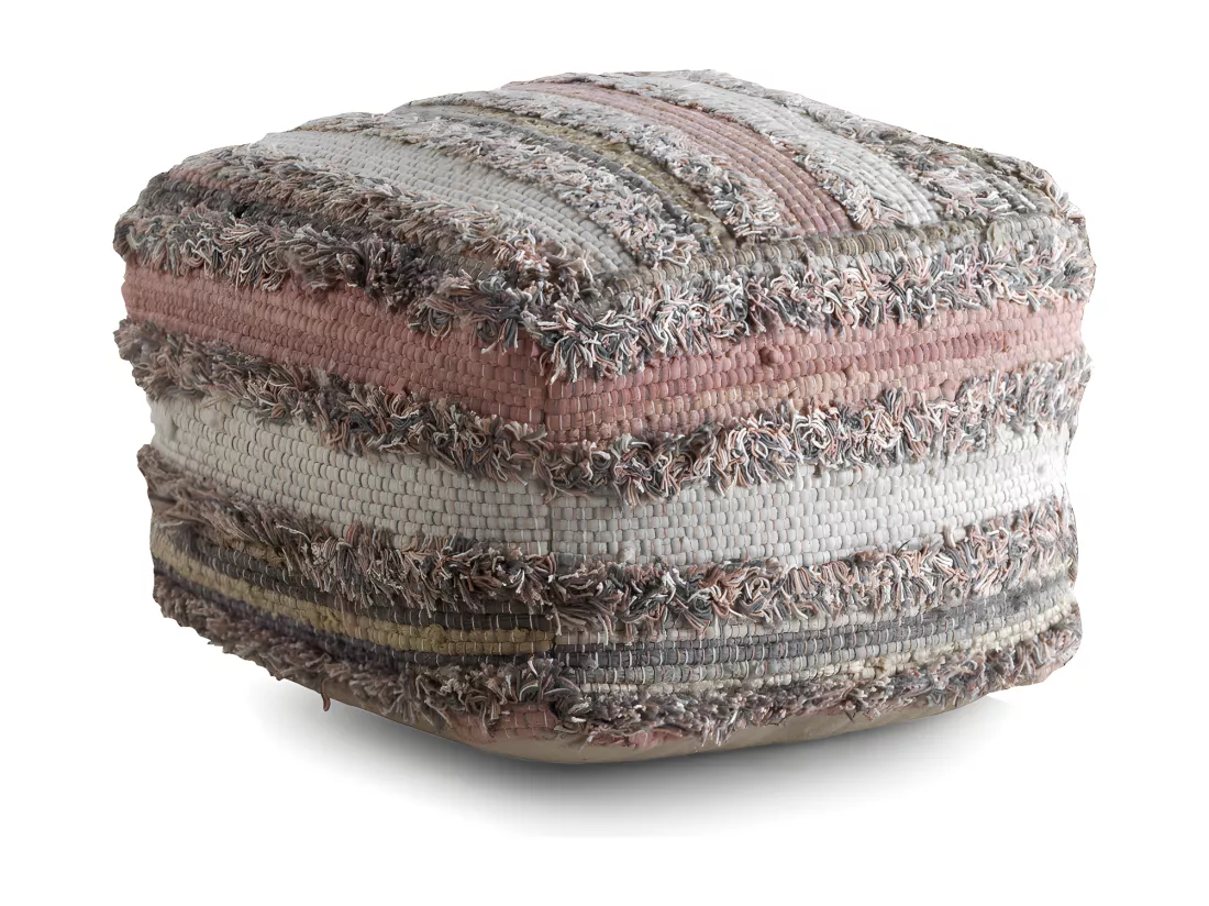 Pouf coton et polyester 45x45x35 cm