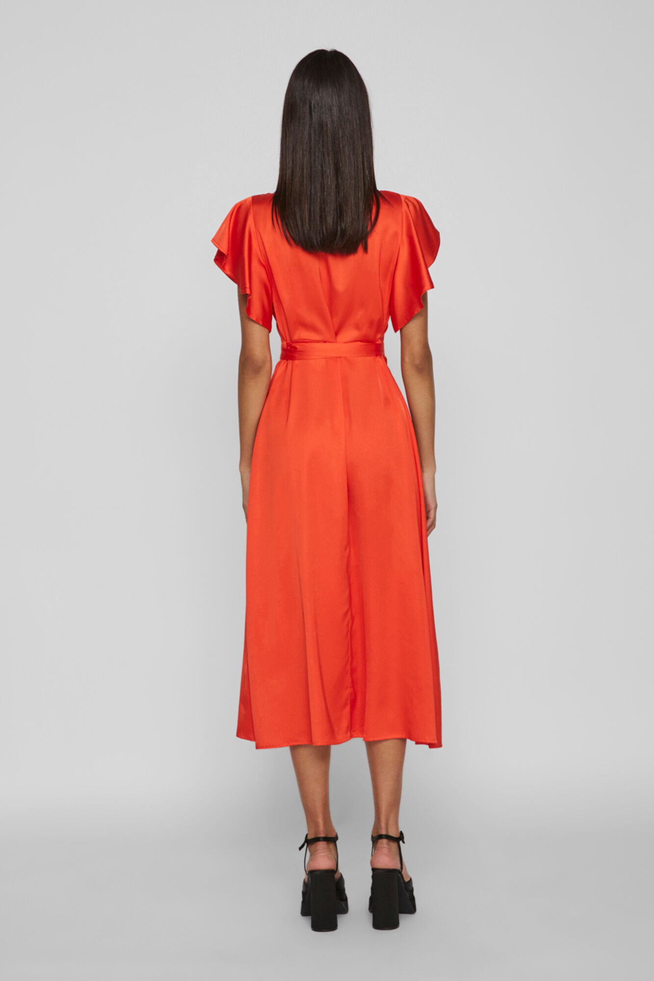 Vestido envelope de cetim - Laranja