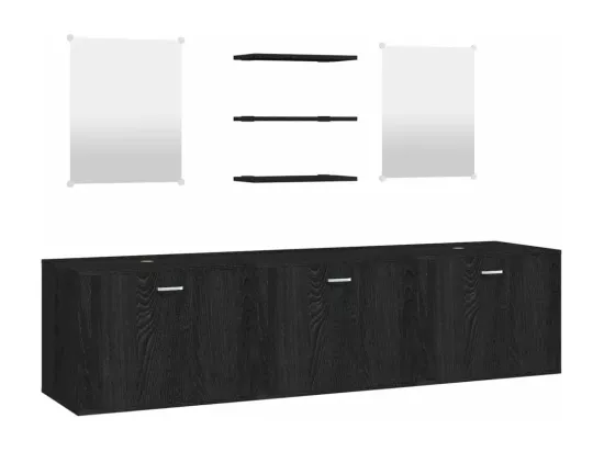 Ensemble de meubles salle de bain 6 pcs noir bois d'ingénierie