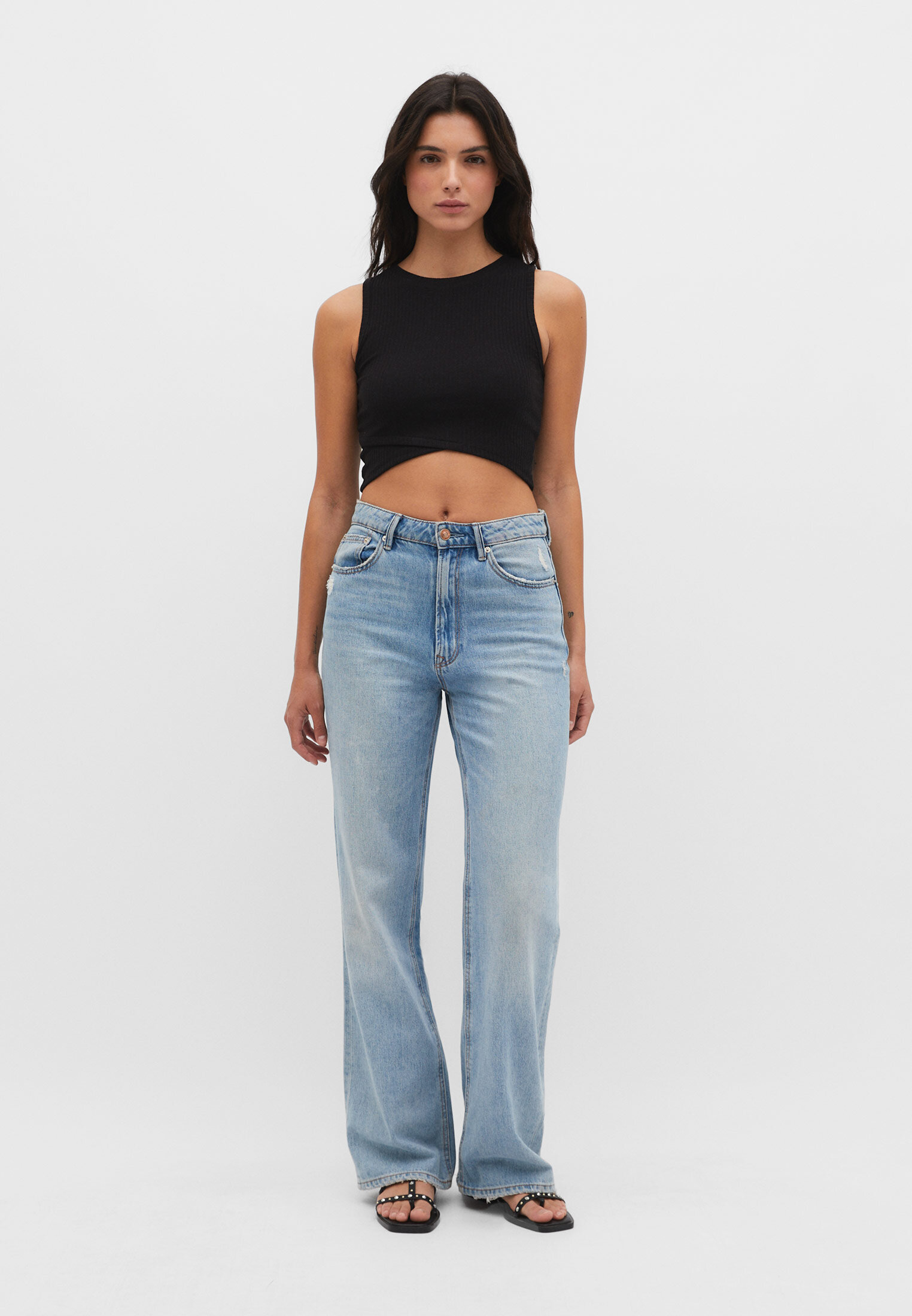 Top cropped cruzado com costas nadador