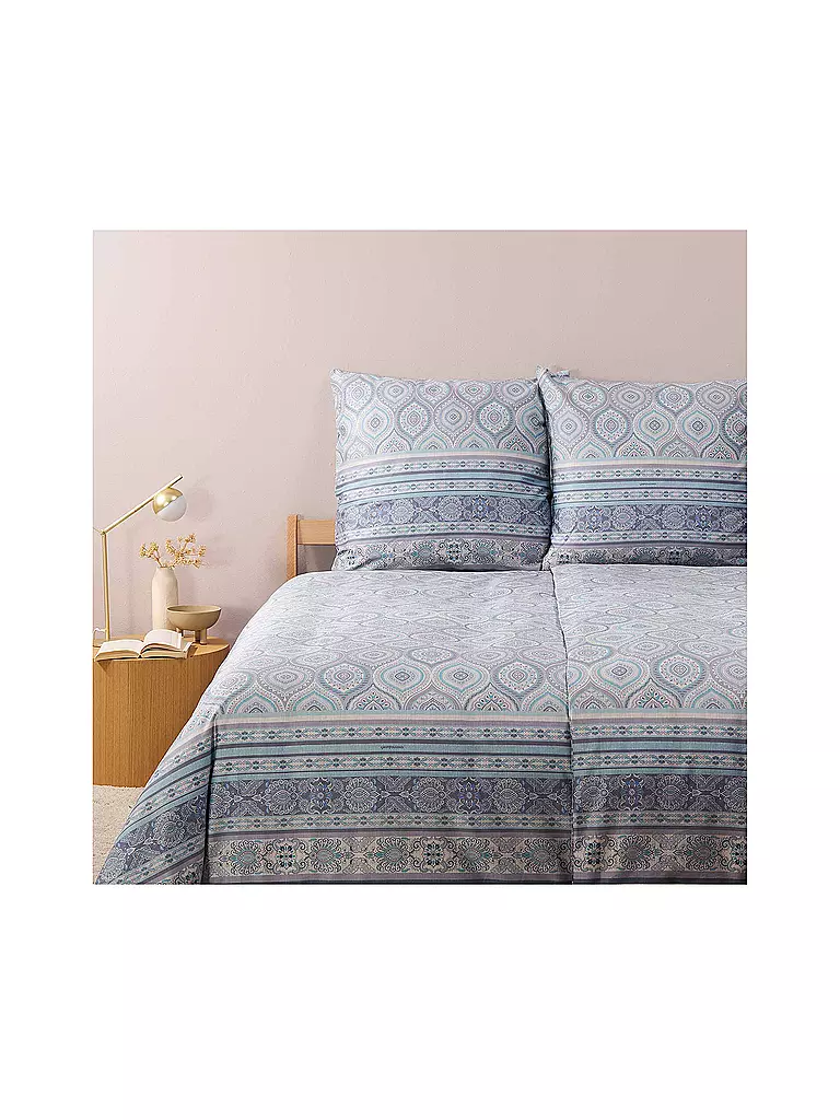 BASSETTI Satin Bettwäsche HANBURY 70x90cm/140x200cm Petrol hellblau