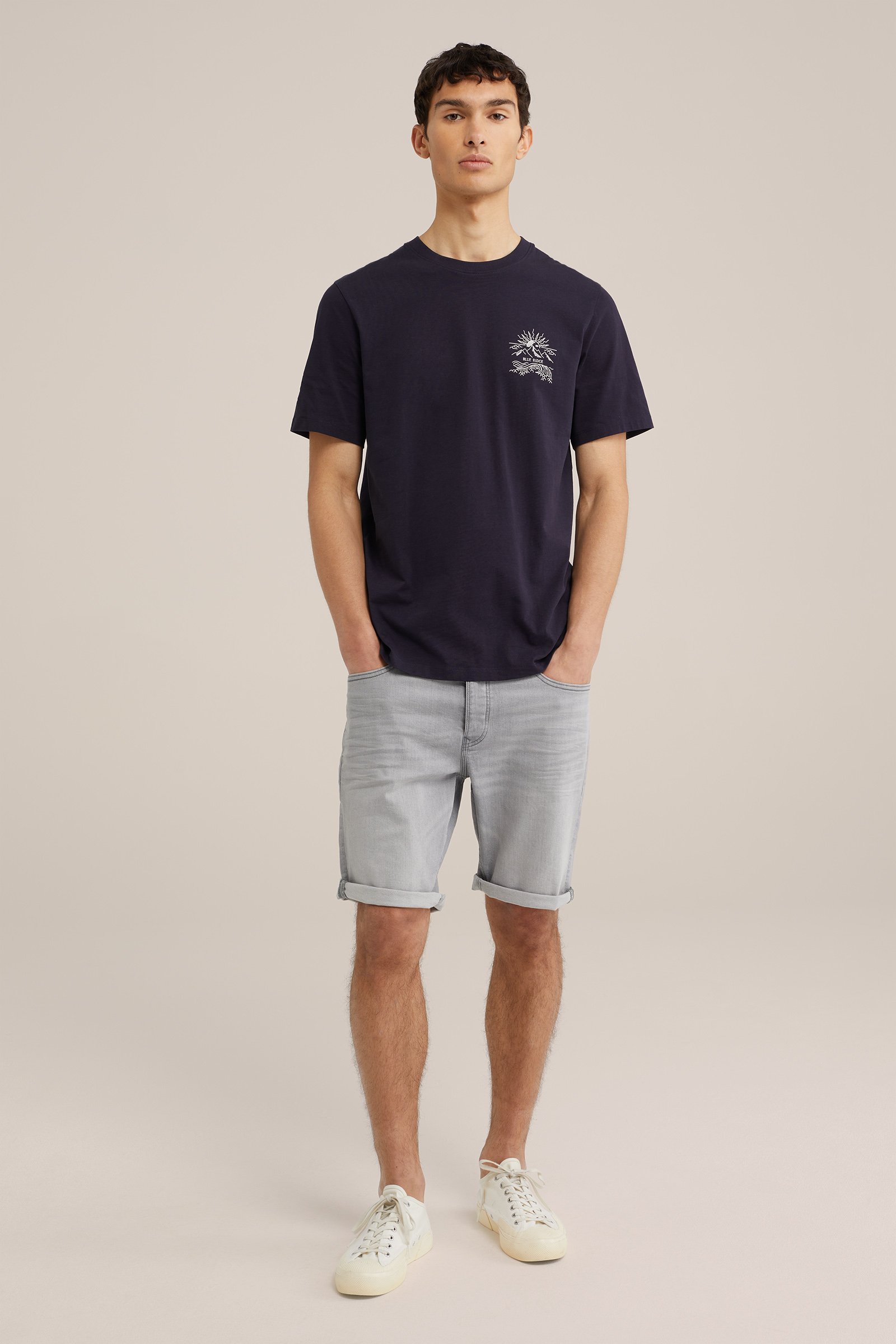 regular fit denimshort met stretch Blue Ridge Grijs