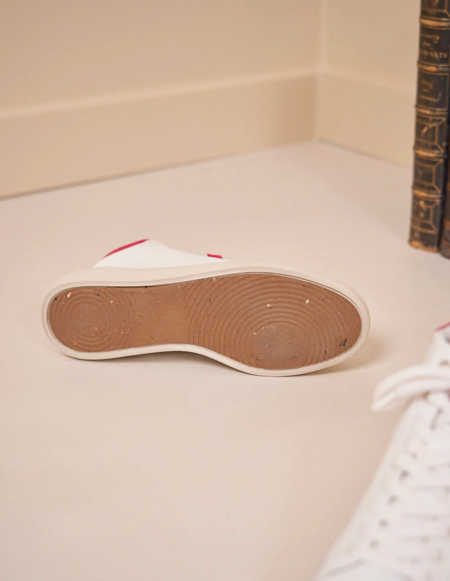 Baskets montantes Alexia - Cuir vegan blanc fuchsia