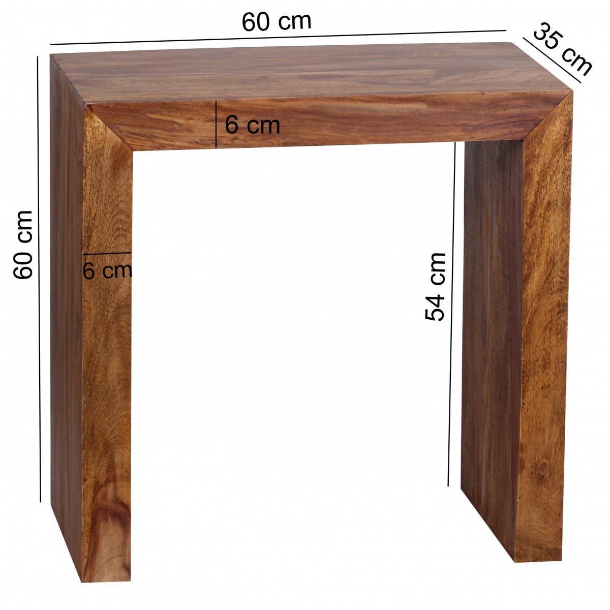 Beistelltisch - braun gebeizt - Sheesham massiv - 60 cm breit