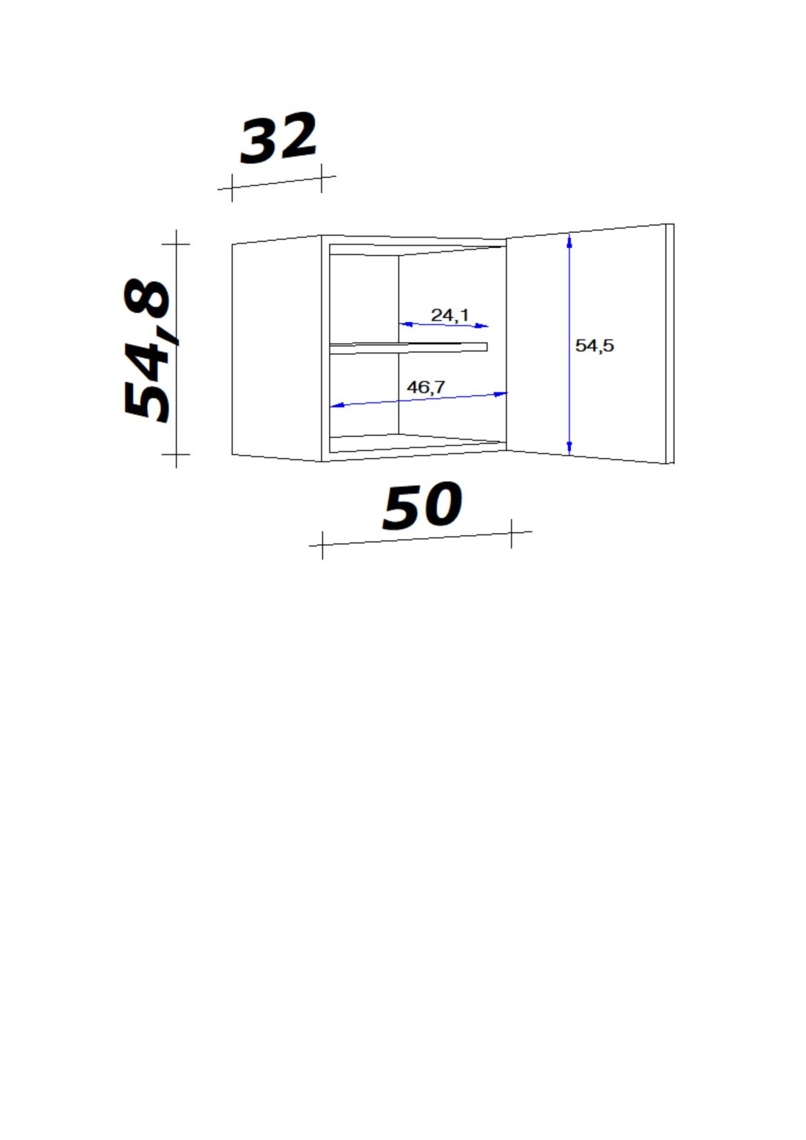 Oberschrank LUCCA - weiß - Caledonia - 50 cm