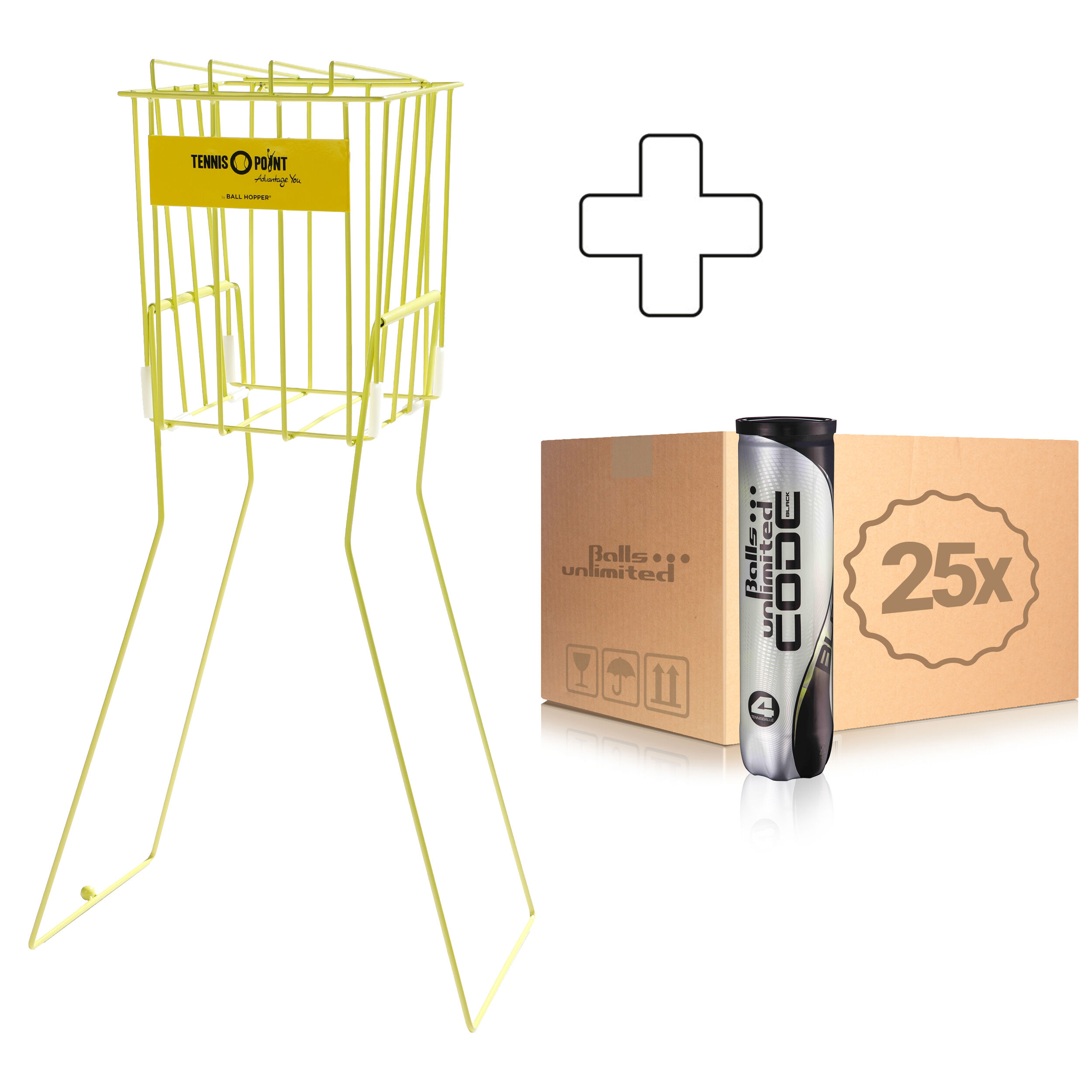 Balls Unlimited Code Black 25 Tubes De 4 + Panier Ramasse Balles