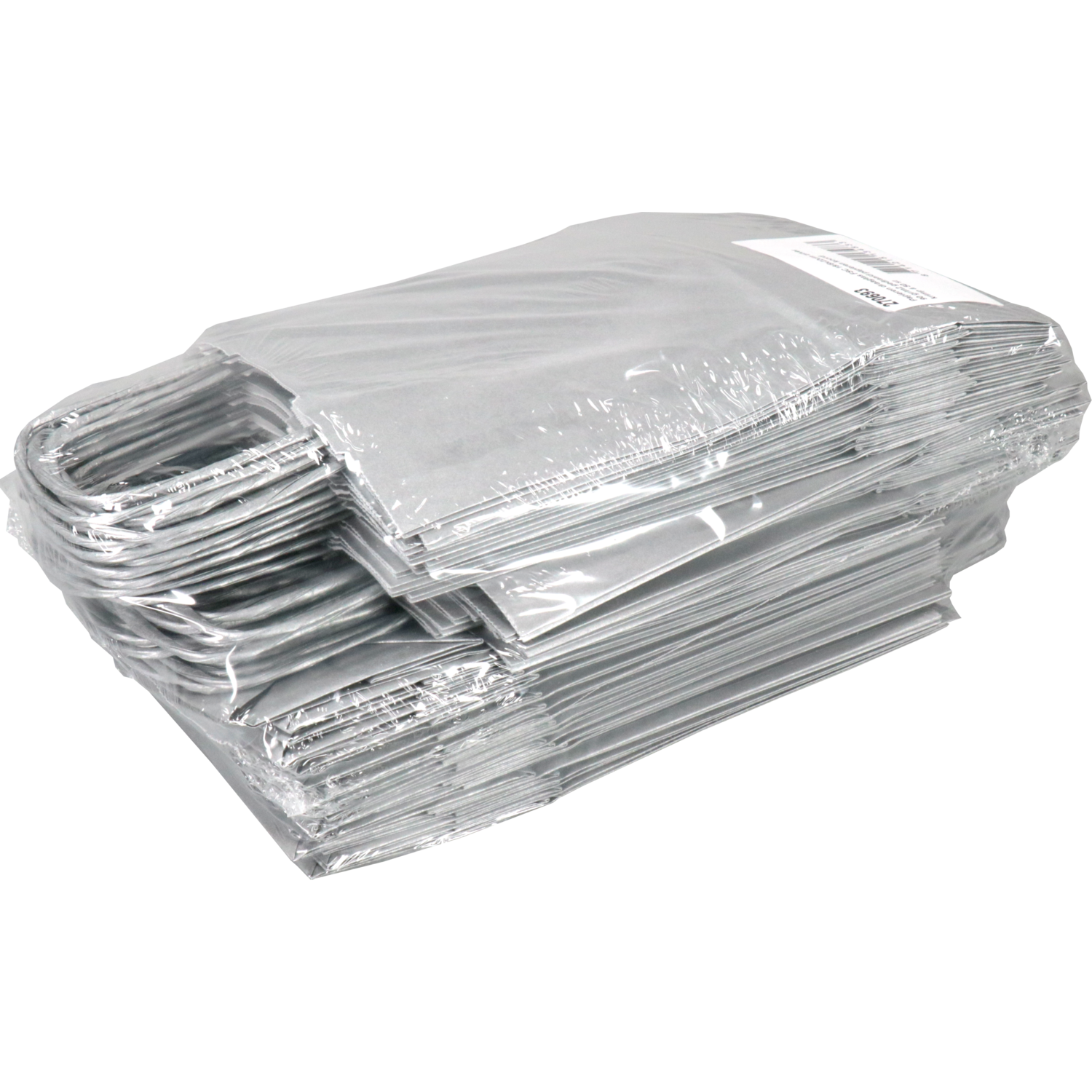 Tas, Kraftpapier, gedraaid papieren koord, 18x 8x22cm, draagtas, zilver