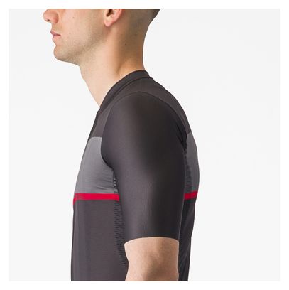 Maillot Manches Courtes Castelli Tradizione Gris/Rouge