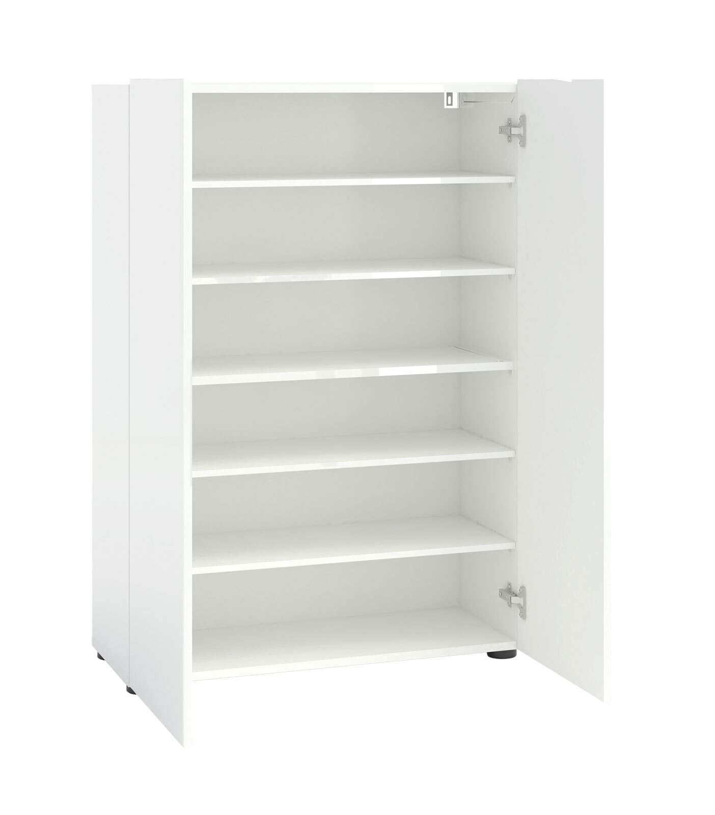 Schuhschrank VERONA 80 x 115 cm Weiß Lack Dekor