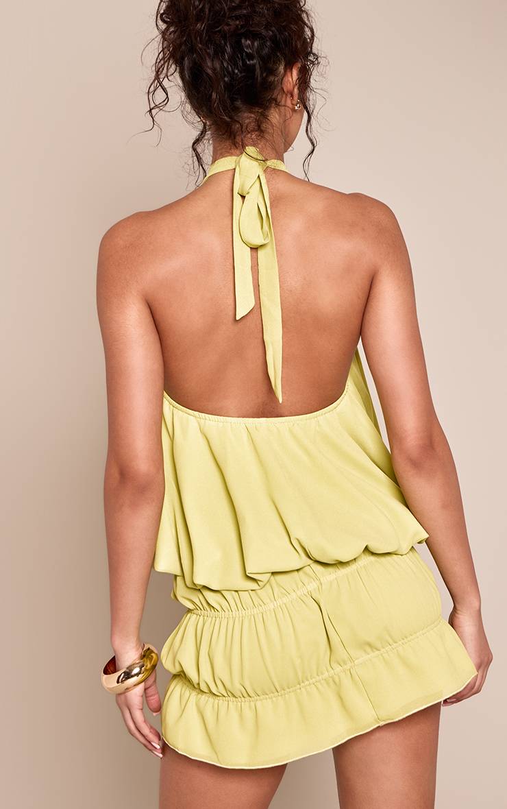 Citron Vert Ensemble Jupe Mini Froncée En Mousseline