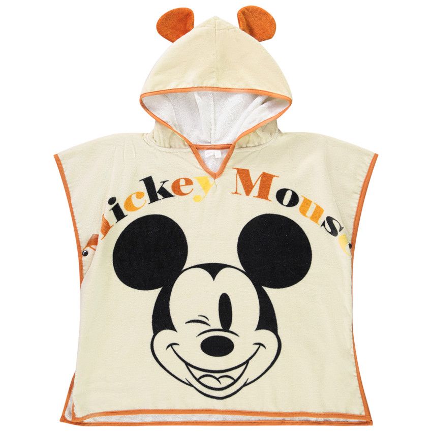 Cape de bain en éponge Mickey Disney pour garçon - Ecru